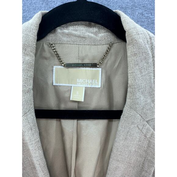 Michael Kors Woman's sz S Oversized Tan Sleeveless Linen Vest Office Workwear - Picture 4 of 10